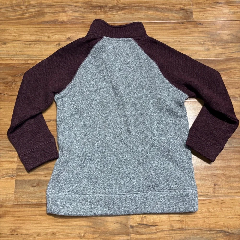 Old‎ Navy Pullover Sweater Quarter Zip Gray Burgundy Kids Size S (6-7) THICK EUC